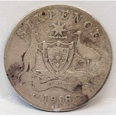 AUSTRALIA 1918 . SIXPENCE . TONED